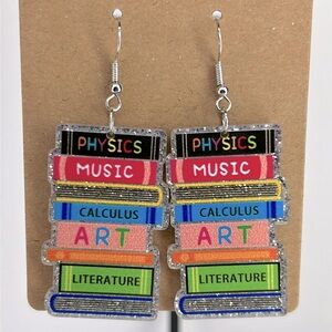 Books Shaped Dangle Earrings For Teacher